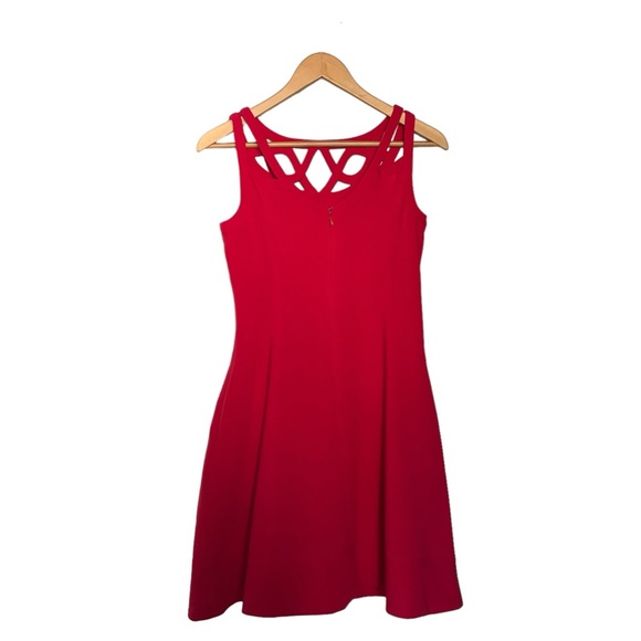 WHITE HOUSE BLACK MARKET RED CUTOUT A-LINE DRESS 0 - Picture 6 of 10